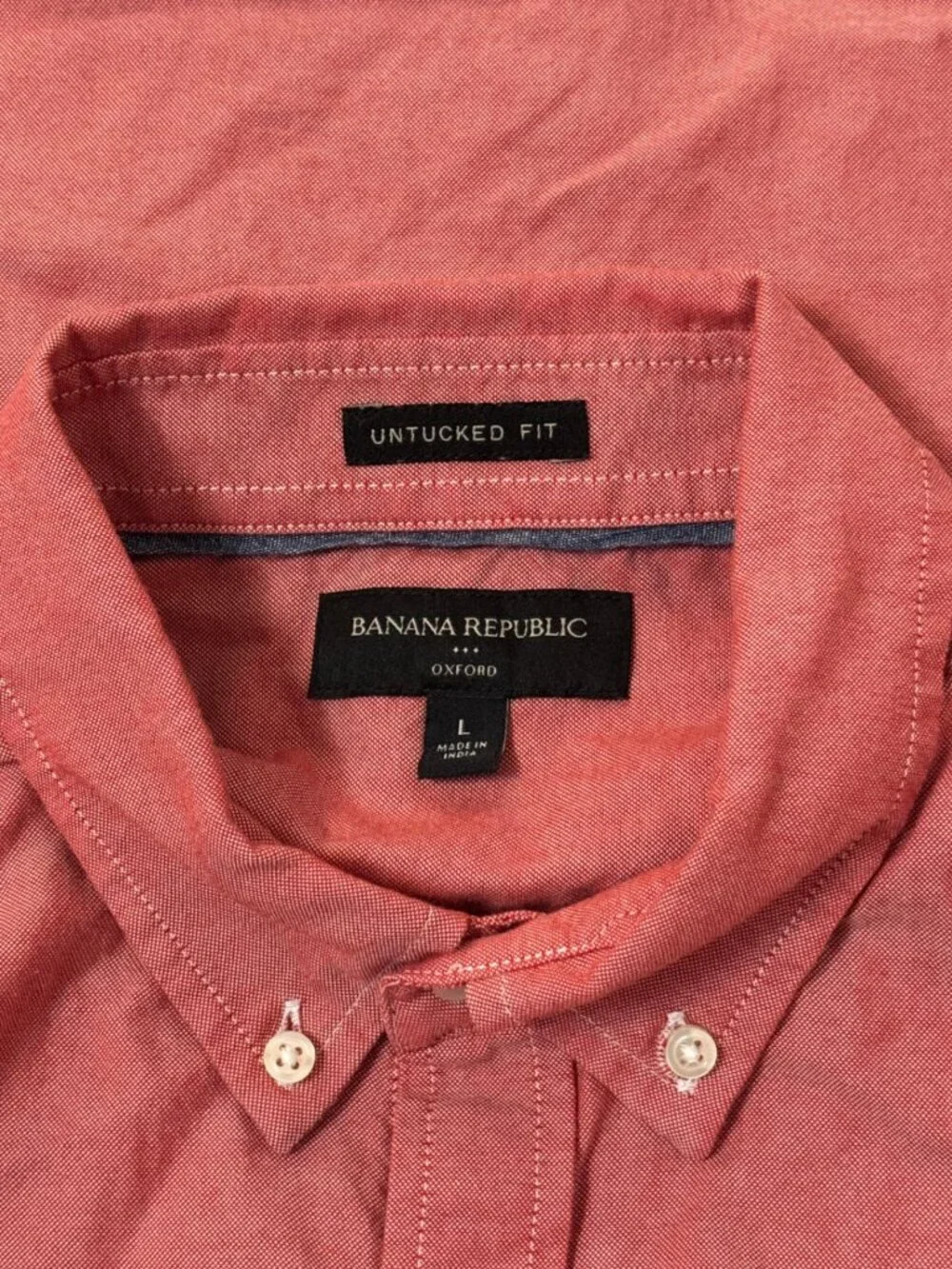 Banana Republic Shirt Mens L Untucked Fit Oxford Long Sleeve Button Down Red